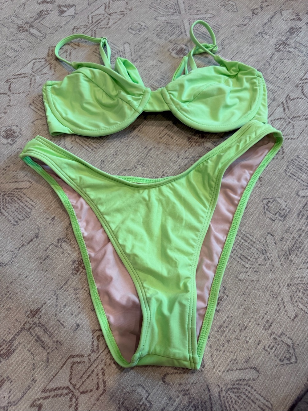 Neon Lime Underwire Bikini Set - Women's Swim
